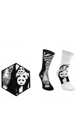 Skarpetki Rainbow Socks W Motywy Zwierzęce Zebra Panda Czarno-Białe 2 Pary