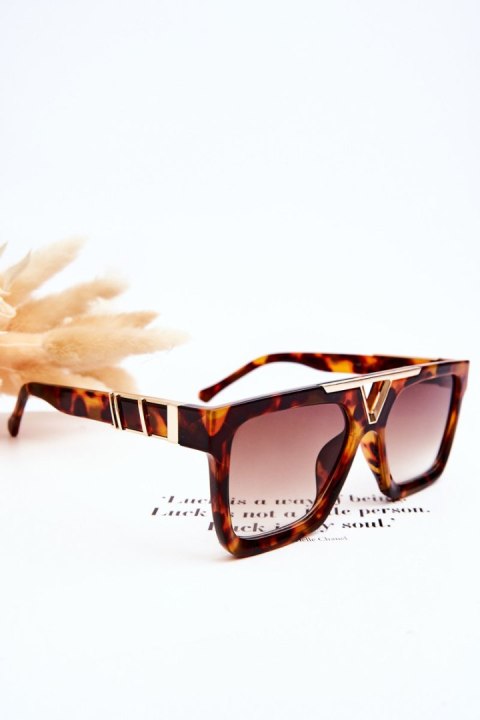 Damskie Okulary Przeciwsłoneczne V130037 Leopard Brązowe