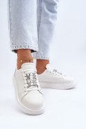 Damskie Sneakersy Skórzane Z Ozdobami Białe Dysuria