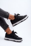 Sneakersy Damskie Na Platformie Czarne Etnaria